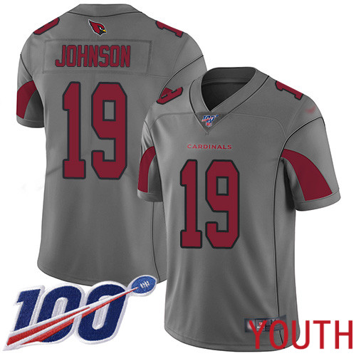 Arizona Cardinals Limited Silver Youth KeeSean Johnson Jersey NFL Football #19 100th Season Inverted Legend->youth nfl jersey->Youth Jersey